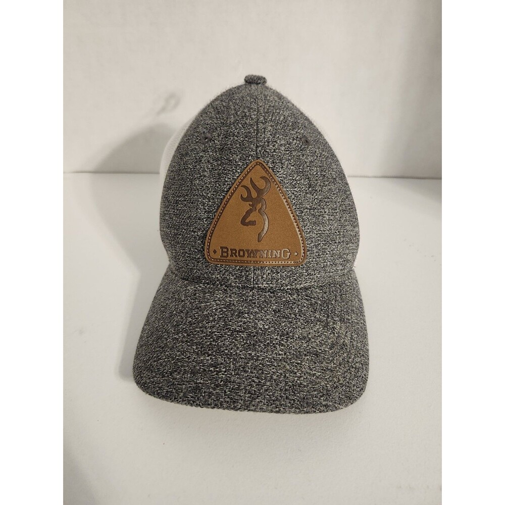Browning Flex Fit Large/XL Hat, Fitted, Leather Patch Logo, Hunting Brand Cap